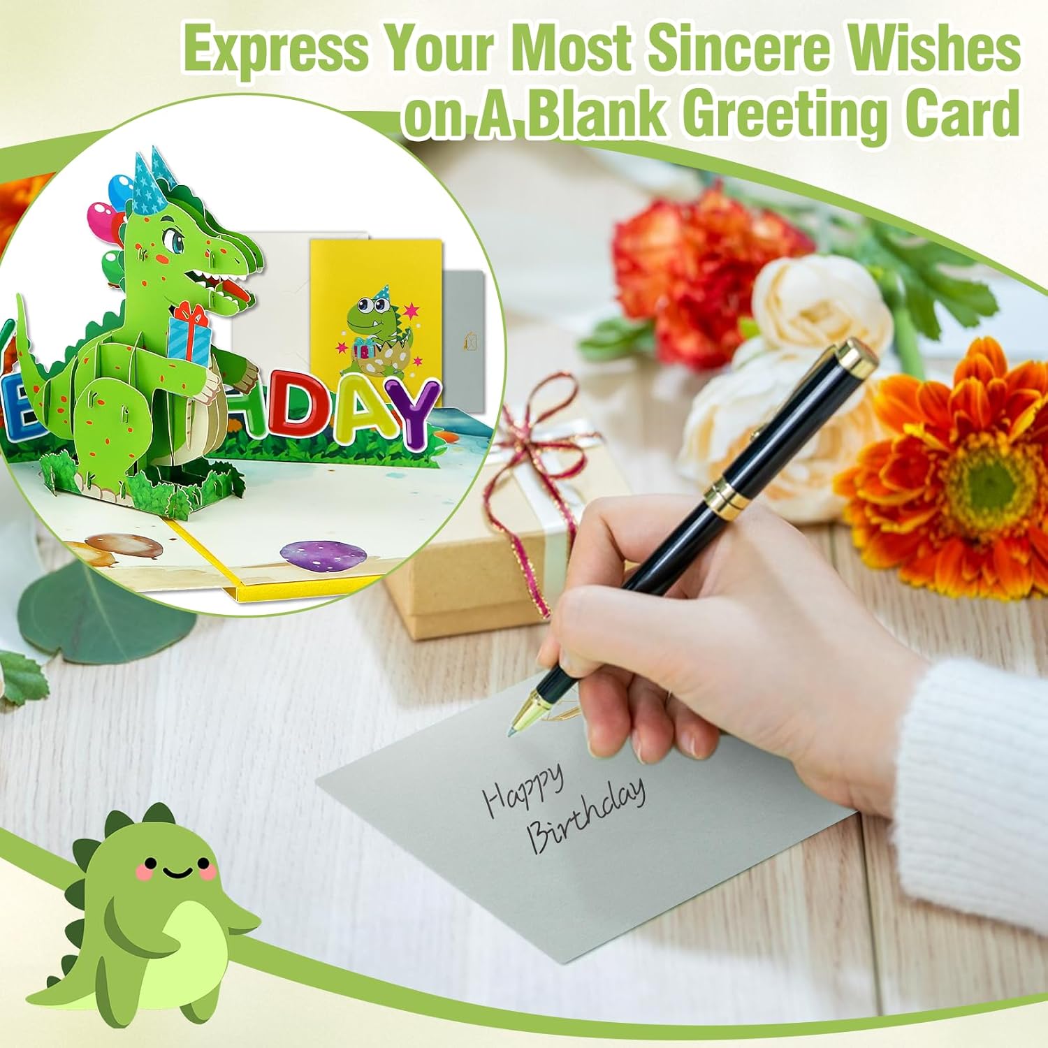 FaCraft Dinosaur Musical Birthday Cards for Kids - Music and Lights 3D T-Rex Handmade Pop Up Birthday Cards with Envelope, Blank Insert, Bday Gift for Boys Girls Son Daughter Grandson Toddler Nephew