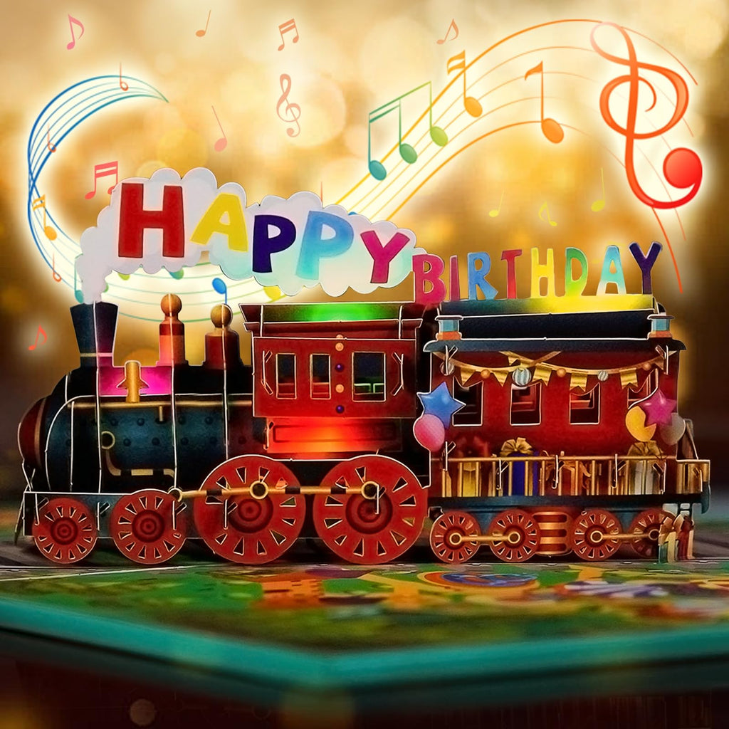 FaCraft Dinosaur Musical Birthday Cards for Kids - Music and Lights 3D T-Rex Handmade Pop Up Birthday Cards with Envelope, Blank Insert, Bday Gift for Boys Girls Son Daughter Grandson Toddler Nephew