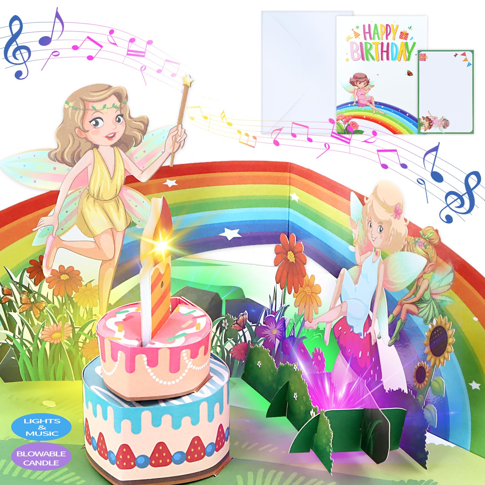 FaCraft Dinosaur Musical Birthday Cards for Kids - Music and Lights 3D T-Rex Handmade Pop Up Birthday Cards with Envelope, Blank Insert, Bday Gift for Boys Girls Son Daughter Grandson Toddler Nephew