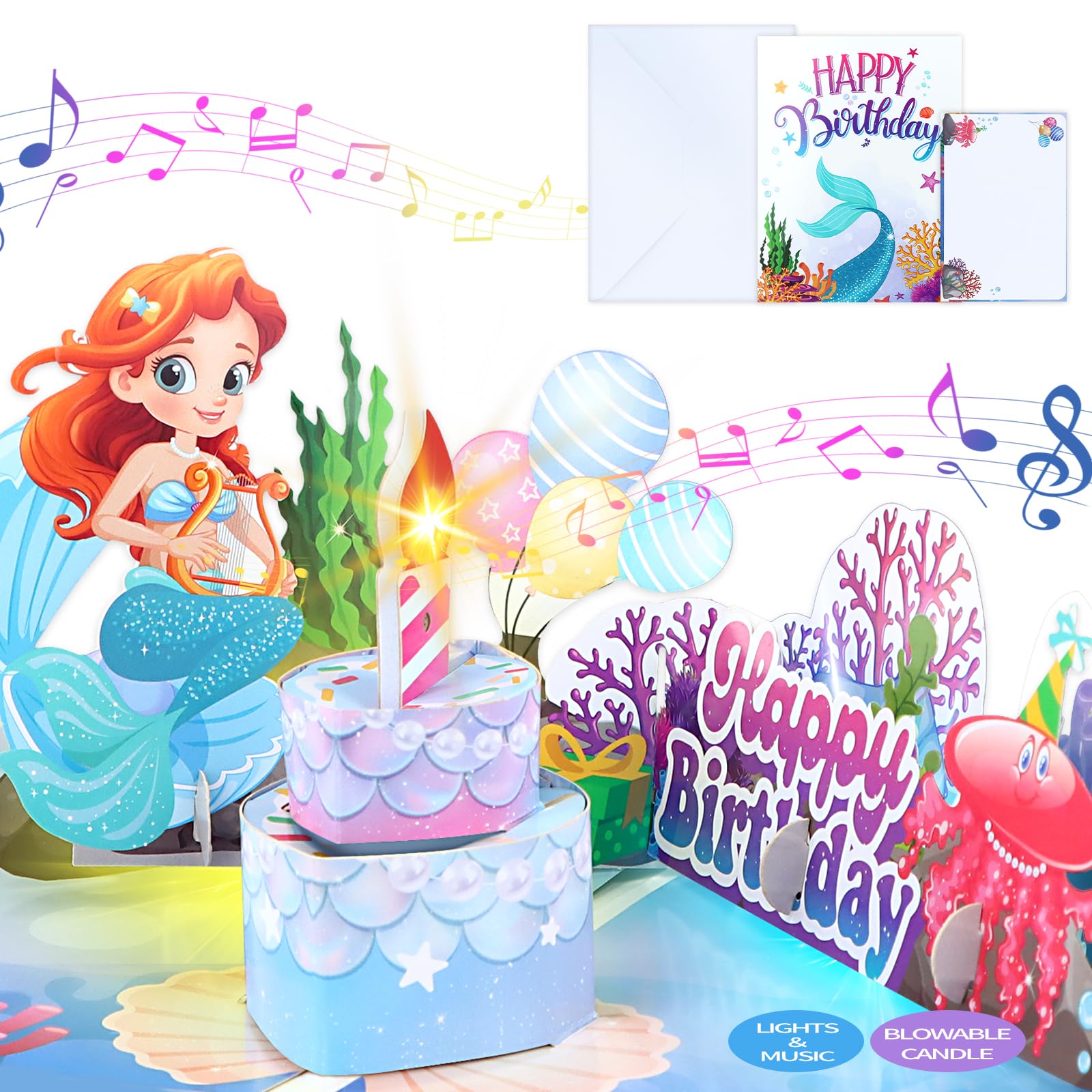FaCraft Dinosaur Musical Birthday Cards for Kids - Music and Lights 3D T-Rex Handmade Pop Up Birthday Cards with Envelope, Blank Insert, Bday Gift for Boys Girls Son Daughter Grandson Toddler Nephew